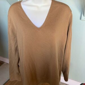 Eddie Bauer Tan Italian 88% Merino Stretch Sweater brown excellent XL
